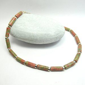 Unakite and Sterling necklace